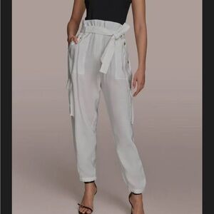 Donna Karan White Tie-Waist Joggers